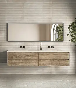 Background tile, Effect fabric, Color beige, Glazed porcelain stoneware, 49.75x99.55 cm, Finish antislip