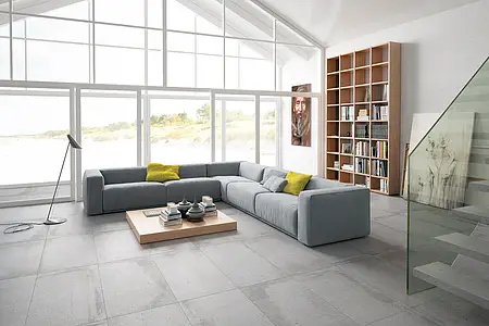Background tile, Effect concrete, Color grey, Unglazed porcelain stoneware, 44.63x89.46 cm, Finish antislip