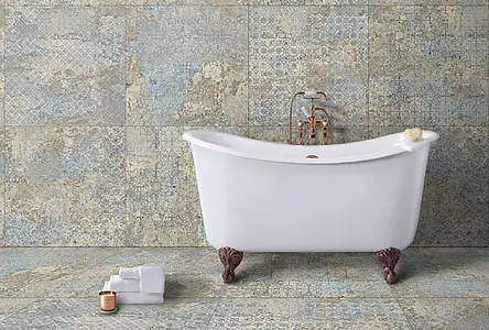Background tile, Effect fabric, Color grey, Glazed porcelain stoneware, 100x100 cm, Finish matte