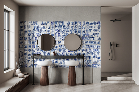 Background tile, Effect concrete, Color multicolor, Style patchwork, Glazed porcelain stoneware, 49.75x99.55 cm, Finish matte