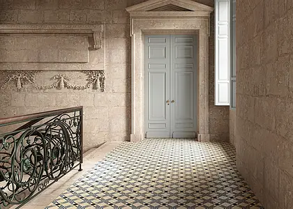 Carrelage, Effet imitation carreaux de ciment, Teinte multicolore, Grès cérame émaillé, 59.2x59.2 cm, Surface antidérapante