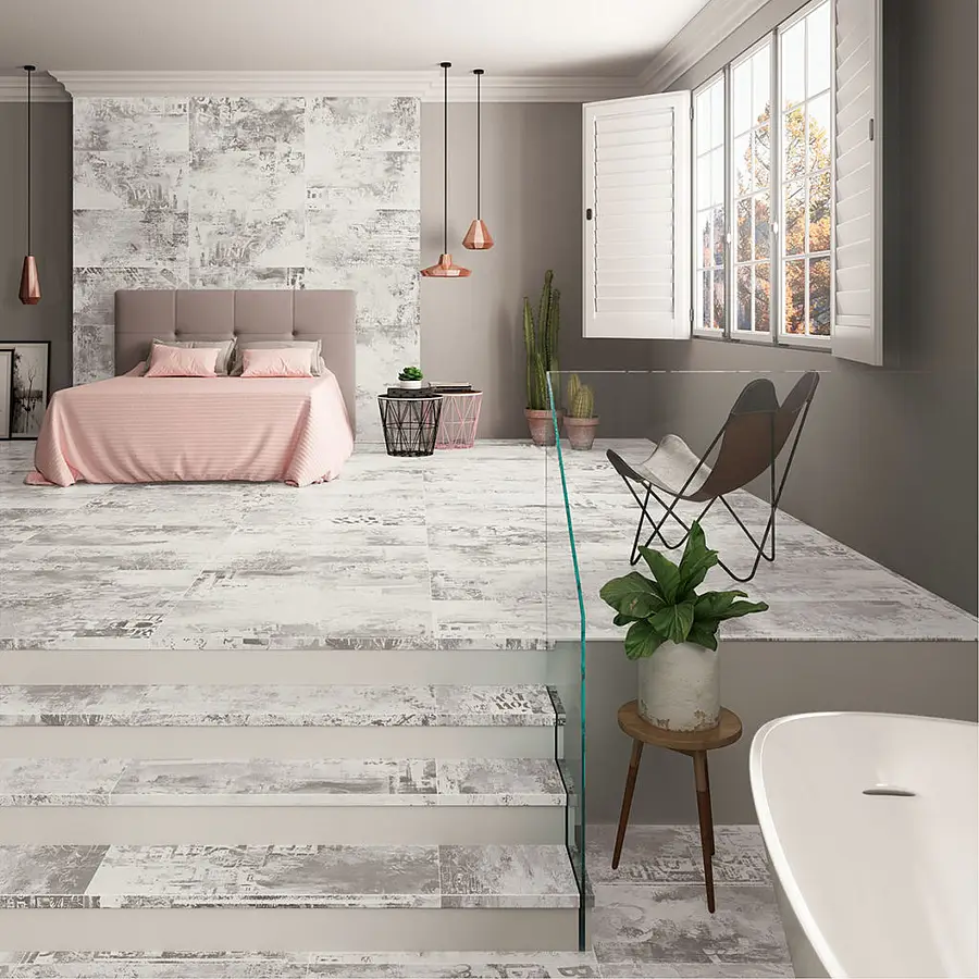 Background tile, Color grey, Glazed porcelain stoneware, 44.63x89.46 cm, Finish antislip
