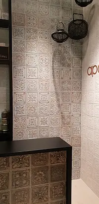 Background tile, Effect metal, Color grey, Style patchwork, Ceramics, 20x20 cm, Finish matte