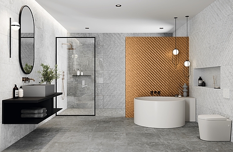 Background tile, Effect metal, Color grey, Ceramics, 44.63x119.3 cm, Finish matte