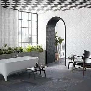 Background tile, Effect brick, Color white, Ceramics, 7.4x29.75 cm, Finish matte
