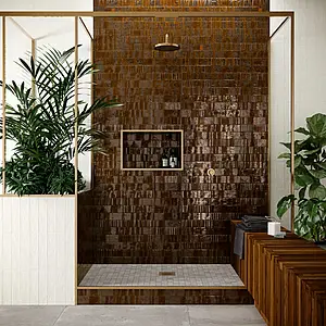 Background tile, Effect brick, Color brown, Ceramics, 7.4x29.75 cm, Finish glossy