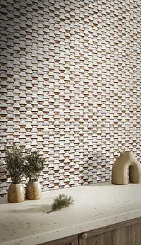 Background tile, Effect metal, Color white, Glazed porcelain stoneware, 49.75x99.55 cm, Finish antislip