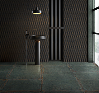 Grundflise, Effekt metal, Farve sort, Glaseret porcelænsstentøj, 49.75x99.55 cm, Overflade skridsikker