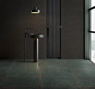 Background tile, Effect metal, Color black, Glazed porcelain stoneware, 49.75x99.55 cm, Finish antislip