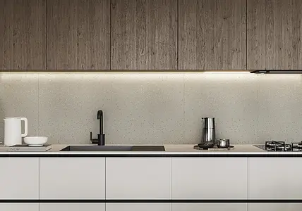 Background tile, Effect fabric, Color beige, Glazed porcelain stoneware, 59.55x59.55 cm, Finish antislip