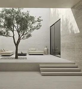 Background tile, Effect travertine, Color white, Glazed porcelain stoneware, 49.75x99.55 cm, Finish matte
