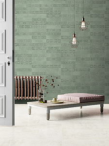 Background tile, Color green, Style patchwork, Ceramics, 7.4x29.75 cm, Finish matte