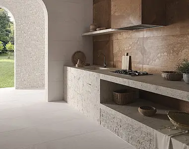 Background tile, Effect metal, Color white, Glazed porcelain stoneware, 49.75x99.55 cm, Finish antislip