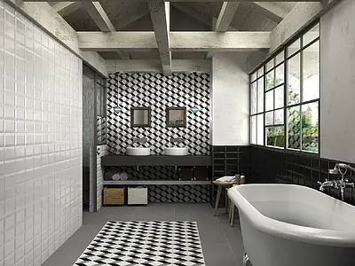 Background tile, Color black & white, Ceramics, 20x20 cm, Finish matte