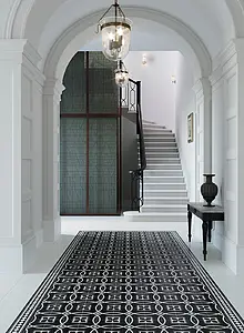Carrelage, Effet imitation carreaux de ciment, Teinte noir et blanc, Grès cérame émaillé, 59.2x59.2 cm, Surface antidérapante