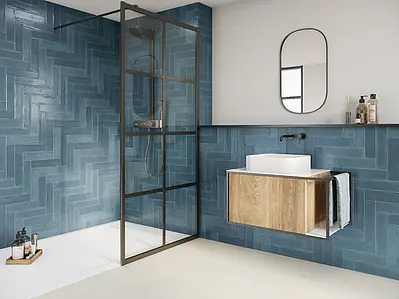 Background tile, Color navy blue, Ceramics, 7.5x30 cm, Finish matte