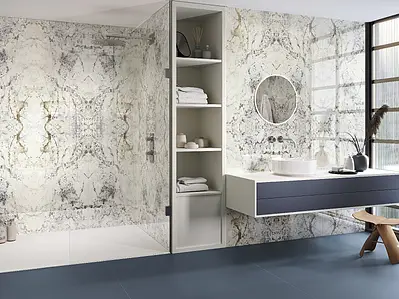 Background tile, Effect quartzite, Color white, Glazed porcelain stoneware, 60x120 cm, Finish polished