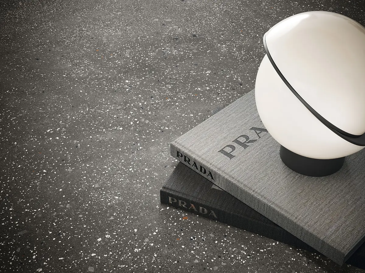 Background tile, Effect terrazzo, Color grey, Style designer, Glazed porcelain stoneware, 60x60 cm, Finish antislip