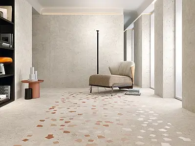 Carrelage, Effet terrazzo, Teinte beige,grise, Style designer, Grès cérame émaillé, 60x120 cm, Surface antidérapante