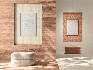 Background tile, Effect travertine, Color red,brown, Glazed porcelain stoneware, 60x120 cm, Finish matte
