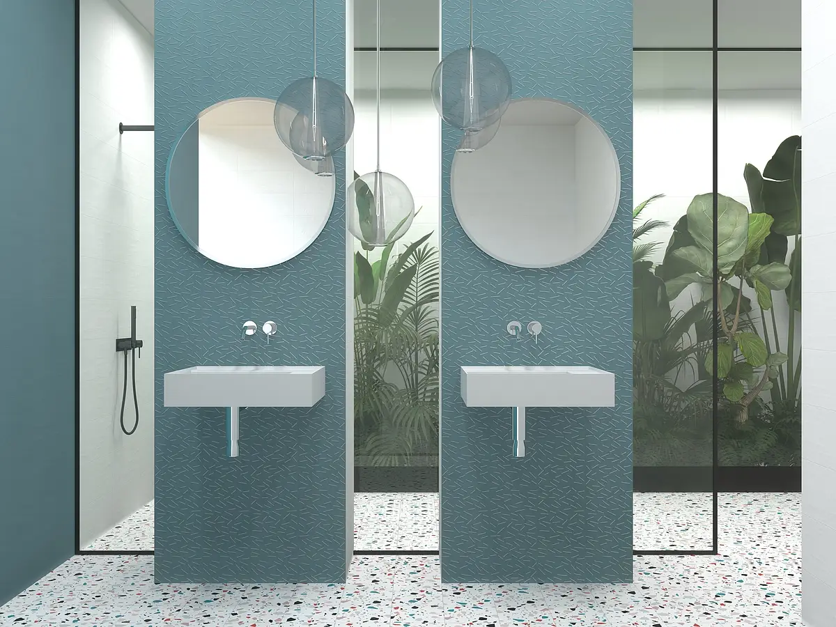 Background tile, Color sky blue, Ceramics, 20x50 cm, Finish matte