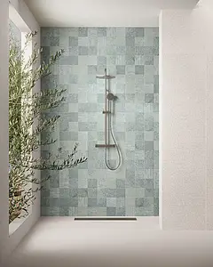 Background tile, Effect left_menu_balijskij_kamen, Color green, Glazed porcelain stoneware, 15x15 cm, Finish matte