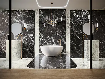 Background tile, Effect other marbles, Color black, Glazed porcelain stoneware, 60x120 cm, Finish polished