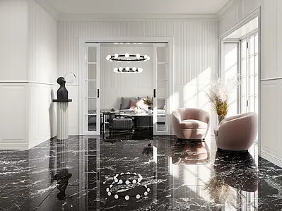 Background tile, Effect other marbles, Color black, Glazed porcelain stoneware, 60x120 cm, Finish polished