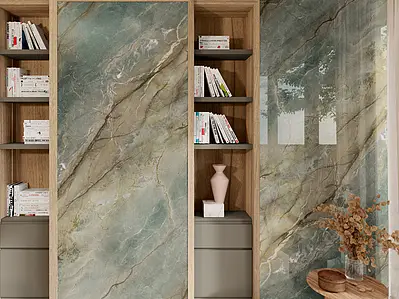 Background tile, Effect other marbles, Color green, Glazed porcelain stoneware, 120x280 cm, Finish polished