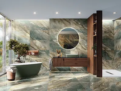 Background tile, Effect other marbles, Color green, Glazed porcelain stoneware, 60x120 cm, Finish polished