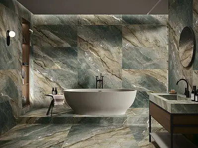Background tile, Effect other marbles, Color green, Glazed porcelain stoneware, 60x120 cm, Finish semi-polished