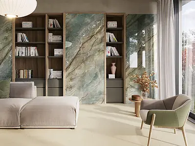 Background tile, Effect other marbles, Color green, Glazed porcelain stoneware, 120x280 cm, Finish polished