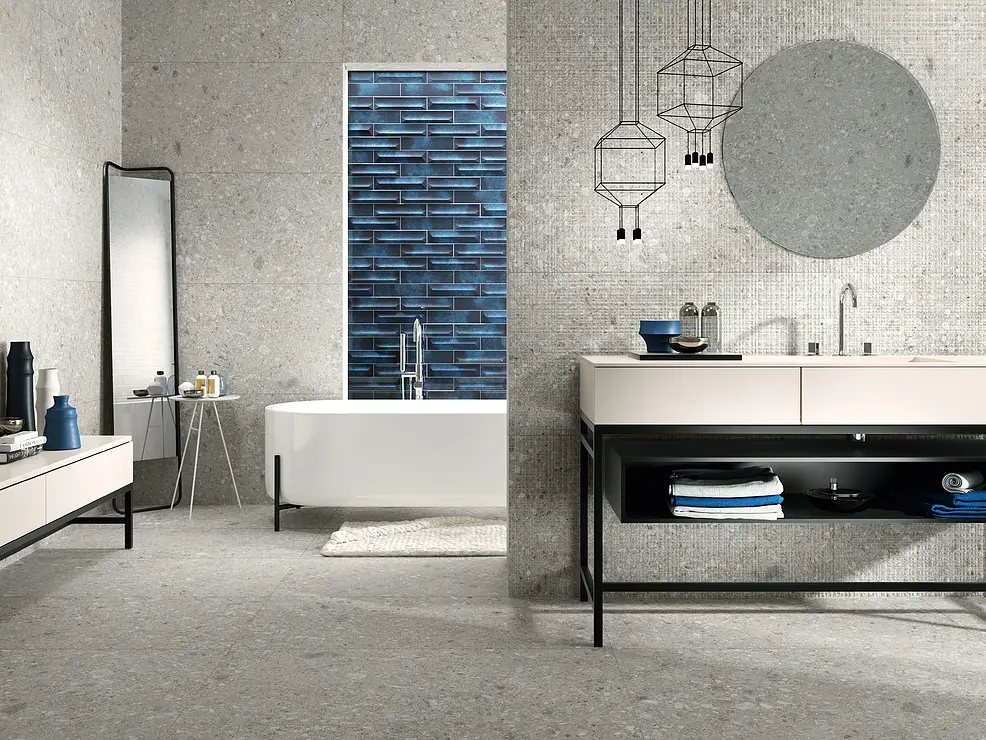 Background tile, Effect stone,ceppo di gré,other stones, Color grey, Glazed porcelain stoneware, 60x120 cm, Finish antislip