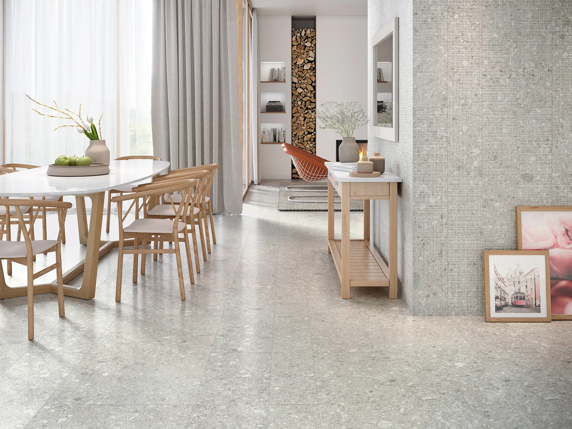 Background tile, Effect ceppo di gré, Color grey, Glazed porcelain stoneware, 20x120 cm, Finish matte