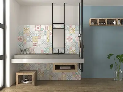 Background tile, Color white, Ceramics, 35x100 cm, Finish matte