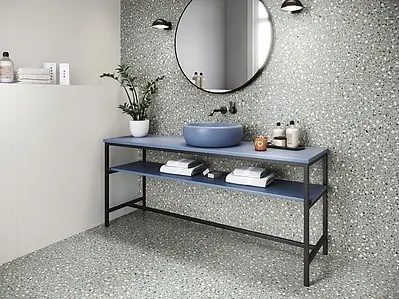 Background tile, Effect terrazzo, Color grey, Glazed porcelain stoneware, 60x60 cm, Finish glossy
