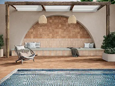 Background tile, Effect terracotta, Color brown, Style designer, Glazed porcelain stoneware, 20x20 cm, Finish matte