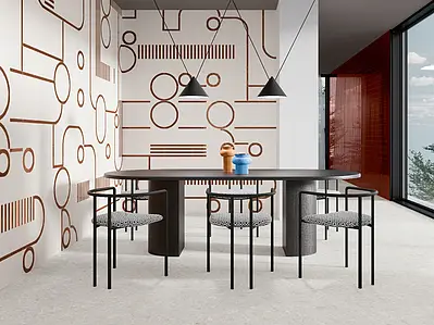 Background tile, Effect concrete, Color white, Style designer, Glazed porcelain stoneware, 20x20 cm, Finish matte