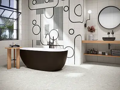 Background tile, Effect concrete, Color white, Style designer, Glazed porcelain stoneware, 20x20 cm, Finish matte