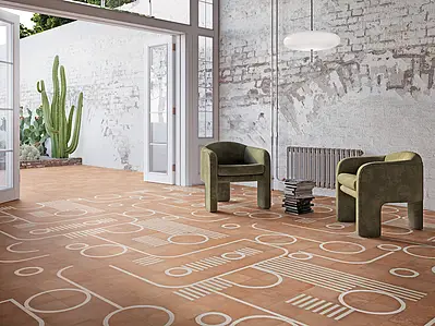 Background tile, Effect terracotta, Color white,brown, Style designer, Glazed porcelain stoneware, 20x20 cm, Finish matte