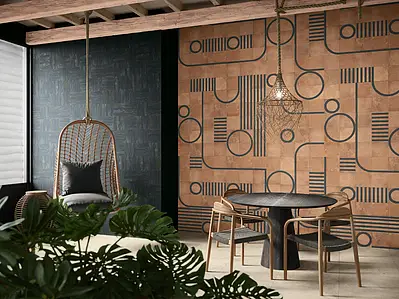 Background tile, Effect terracotta, Color brown, Style designer, Glazed porcelain stoneware, 20x20 cm, Finish matte