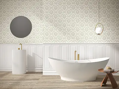 Background tile, Effect unicolor, Color white, Style boiserie, Ceramics, 30x90 cm, Finish matte