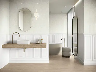 Background tile, Effect unicolor, Color white, Style boiserie, Ceramics, 30x90 cm, Finish matte