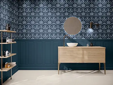 Background tile, Effect fabric, Color navy blue, Ceramics, 30x90 cm, Finish matte