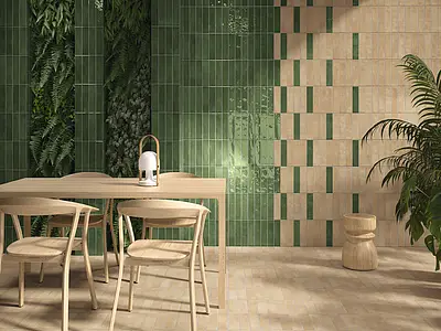 Background tile, Color green, Style handmade, Glazed porcelain stoneware, 6x24.6 cm, Finish glossy