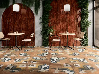 Background tile, Effect crackle glaze, Color red,brown, Ceramics, 6.5x20 cm, Finish glossy