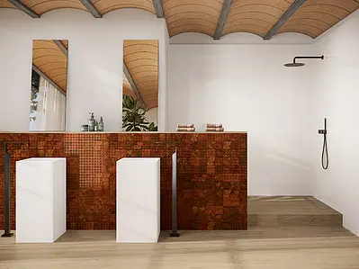 Background tile, Effect crackle glaze, Color red,brown, Ceramics, 10x10 cm, Finish glossy