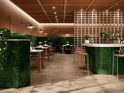 Background tile, Effect crackle glaze, Color green, Ceramics, 6.5x20 cm, Finish glossy