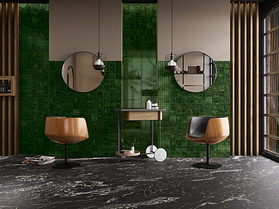 Background tile, Effect crackle glaze, Color green, Ceramics, 10x10 cm, Finish glossy