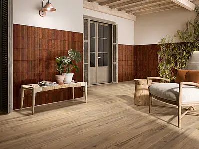 Background tile, Effect crackle glaze, Color red,brown, Ceramics, 6.5x20 cm, Finish glossy